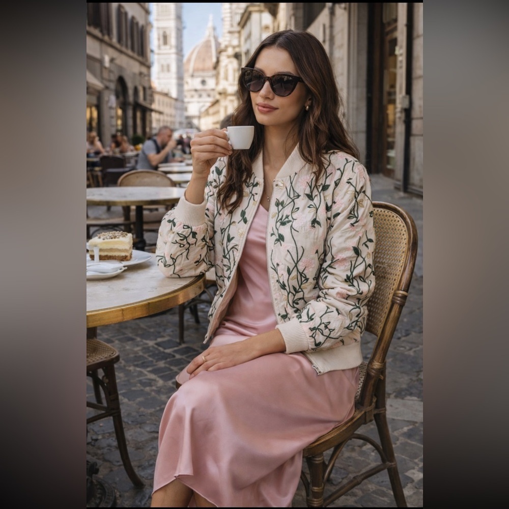 🌟RARE🌟 Anthropologie NWT Avec Les Filles Floral Embroidered  Bomber Jacket  XS.